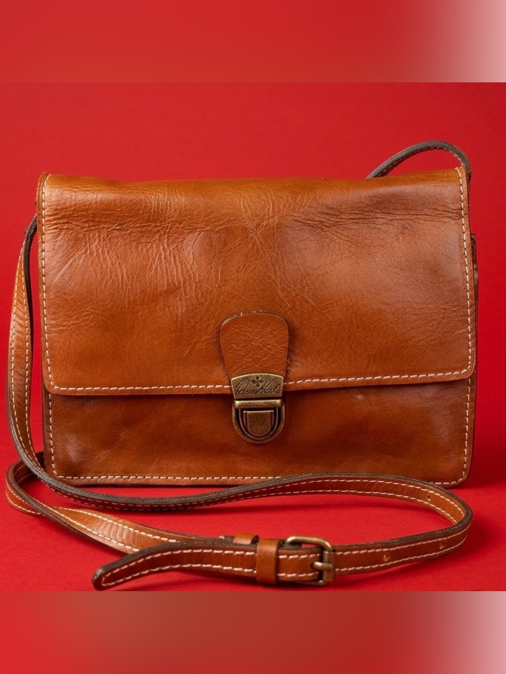 Patricia Nash Cognac Leather Messenger Crossbody NWT